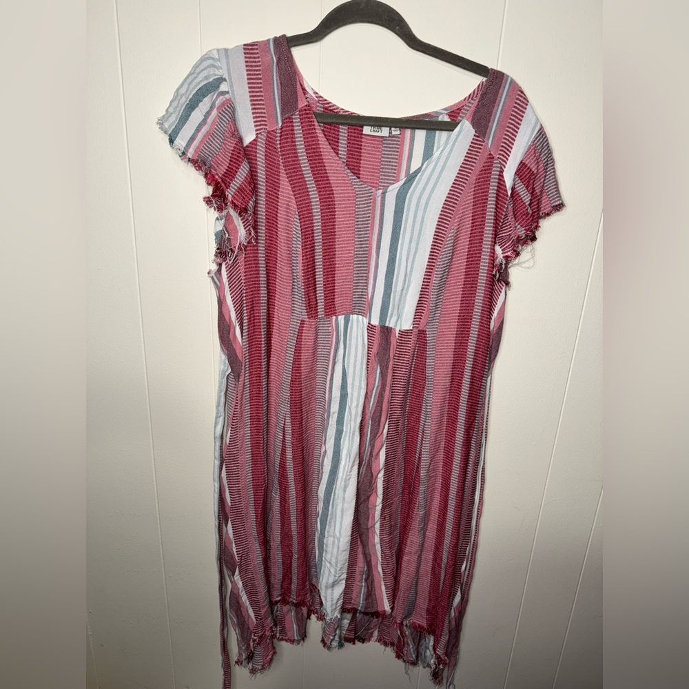 True Craft Red and Blue Striped Tunic